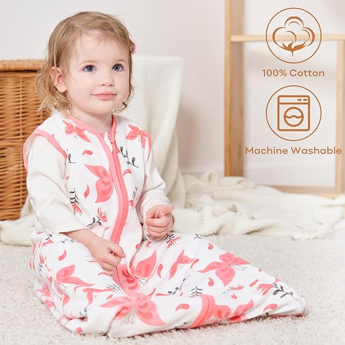 Yoofoss Baby Sleep Sack 18-24 Months Baby Wearable Blanket 100% Organic Cotton 2-Way Zipper TOG 0.5 Toddler Sleeping Sack, Lightweight Sleep Sacks for Babies