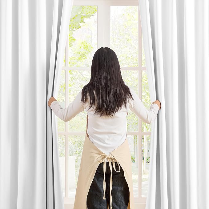 KEQIAOSUOCAI White Curtains 90 Inches Long 2 Panels Aesthetic Pinch Pleated Drapes with Hook Privacy Ceiling Floor Custom Made Memory Trained Curtain Panels for Bedroom Living Room 40x90