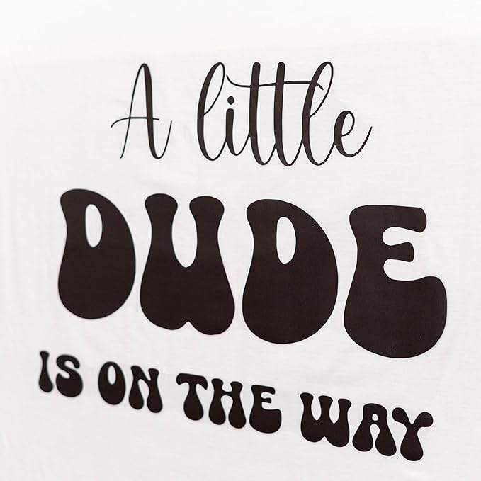 A Little Dude is On The Way Decal - Baby Shower Party Decorations, Gender Reveal Party Supplies, Balloon Arch Background Wall Decor, Party Photo Props Dude Sign Wall Decal (Dude Decal)