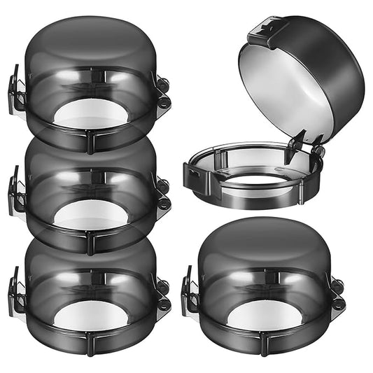 5pcs Stove Knob Cover: 3.5in Child Proofing Cover Knob Easy Install for Kitchen Stove Locks Door Child Proof Clear Plastic Black