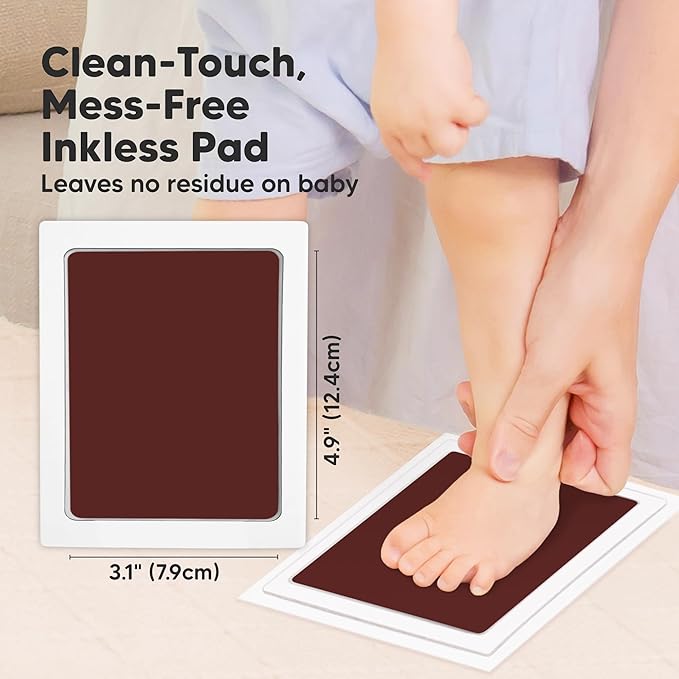 4-Pack Inkless Baby Hand and Footprint Kit - Mess Free Ink Pad for Newborn Keepsake, Dog Nose & Paw Print Kit, Clean Touch Ink Pad for Baby Hand & Footprints, Ideal New Mom Gifts (Auburn, L)