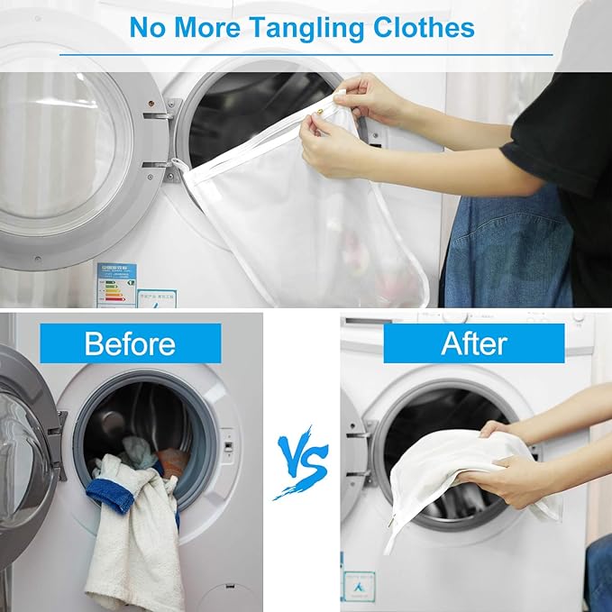 GOGOODA Delicates Laundry Bags, Fine Mesh Wash Bag for Lingerie, Underwear, Bra, Silk, Socks with Hanging Loop