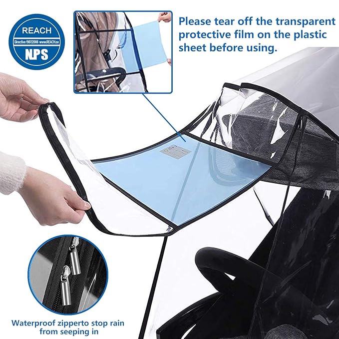 Stroller Rain Cover and Baby Stroller Mosquito Net(2-Piece Set),Universal Stroller Accessory,Waterproof, Windproof Protection,Protect from Dust Snow,Baby Travel Weather Shield