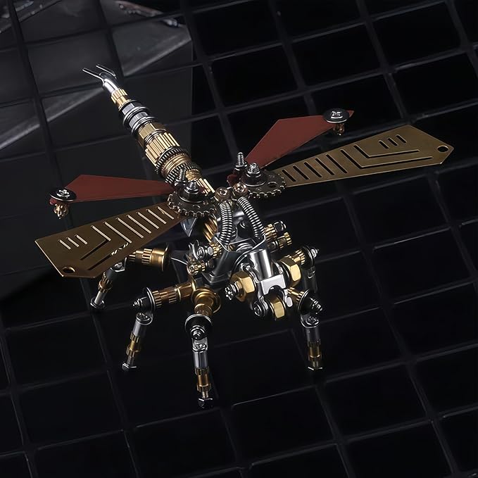 Adult 3D Metal Puzzle, Punk Insect Model Set, 3D Mechanical Insect Building Block Puzzle, Fun DIY Assembly, high-end Men's Gift. (Metal Dragonfly)
