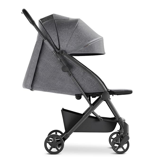 Mompush Lithe V2 Lightweight Travel Stroller, Compact Foldable Baby Stroller with Travel Bag, One-Hand Fold Stroller, Snack Tray, Mechanical Recline Seat, Airplane-Ready, UPF 50+ Canopy & Rain Cover