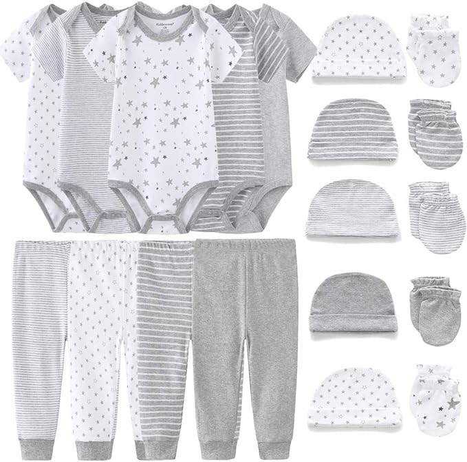 Kiddiezoom Unisex Baby Layette Essentials Giftset Clothing Set 19-Piece For Newborn Baby