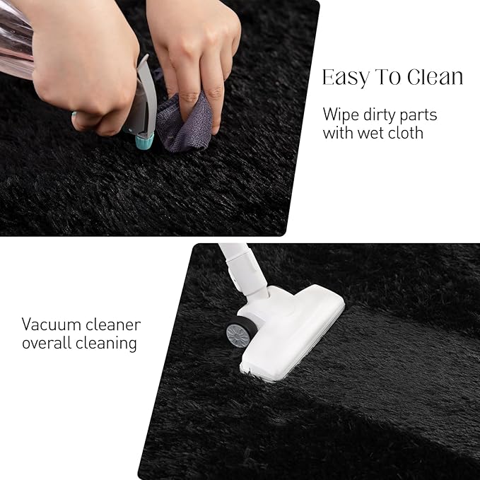 3x5 Black Rug, Area Rugs for Living Room, Soft Plush Area Rugs for Bedroom, Non-Slip Indoor Carpet for Nursery, Study Room, Playroom, Home Decor