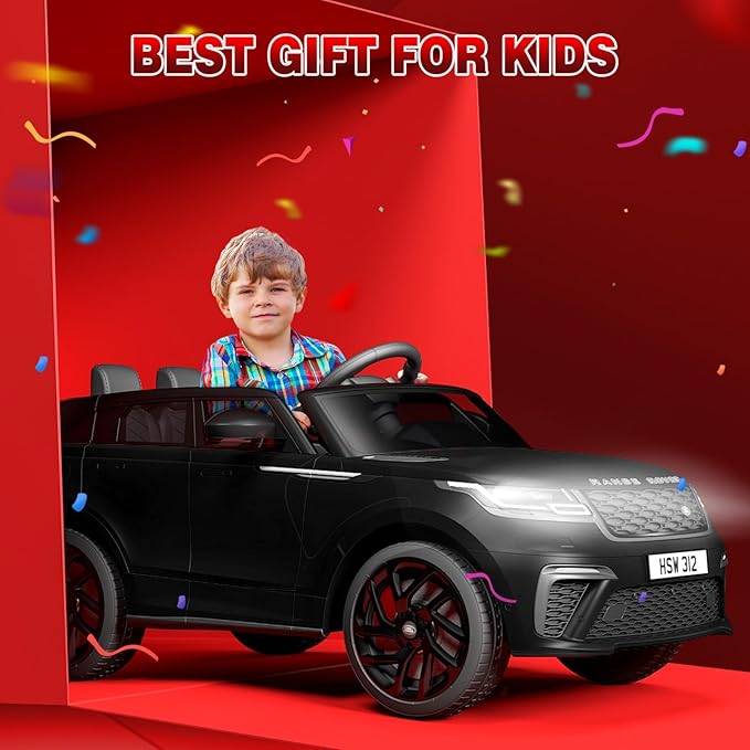 Hetoy Kids Ride On Car with Remote, Licensed Land Rover Kids Electric Car, Ride On Toys for Kids 3-8 with Mp3 Player, Rocking, Pull Rod, Black