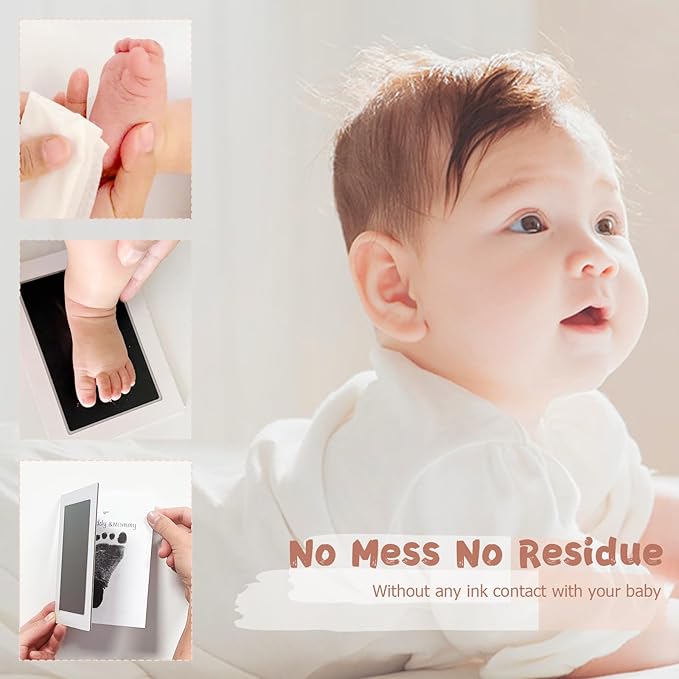 Inkless Baby Hand and Footprint Kit,Clean-Touch Ink Pad Kit,Safe No Mess Printing Infant Hand Foot Stamp,2 Pack Newborn Inkless Print Pads Best Keepsake or Gifts for Family
