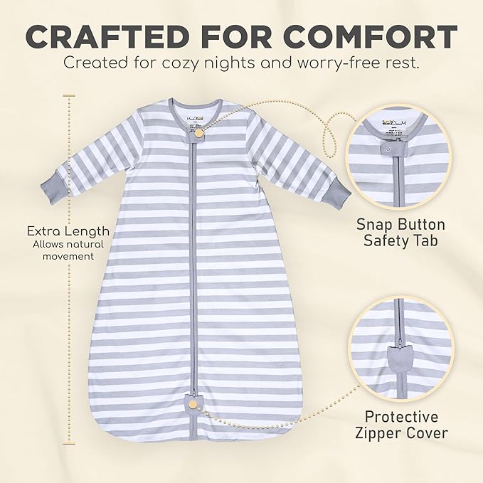 Mama Cheetah Baby Sleep Sack with Sleeves, 0.5 TOG Organic Cotton Wearable Blanket and Two-Way Zipper, Swaddle Transition Long Sleeve Sleeping Bag for Newborn Infant Toddler, 12-18 Months