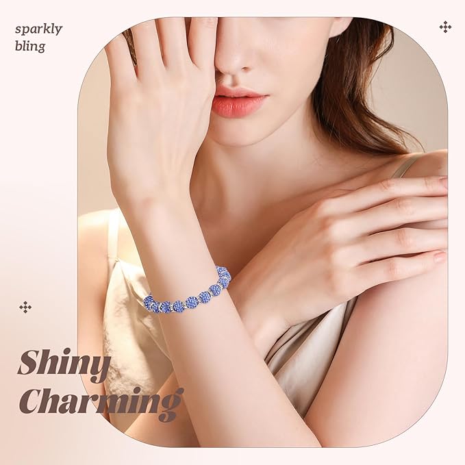 200pcs 10mm Rhinestone Beads for Jewelry Making, Light Blue Shiny Round Disco Ball Beads Bulk, Sparkle Crystal Clay Christmas for Bracelet Baseball Necklace Earring Crafting and DIY