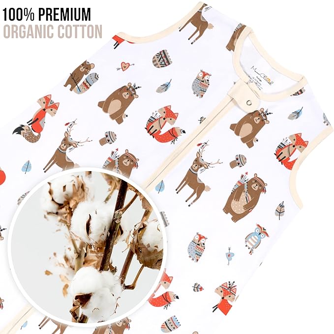 Mama Cheetah Baby Sleep Sack 0.5 TOG, Organic Cotton Baby Wearable Blanket with Two-Way Zipper, Swaddle Transition Baby Sleeping Bag for Newborn Infant Toddler Boy Girl, 12-18 Months