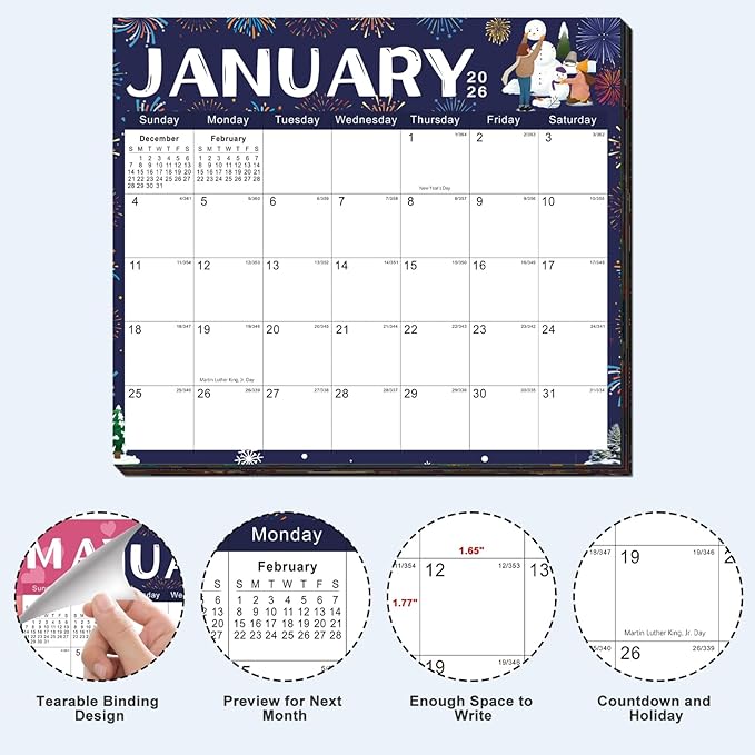 2026 Magnetic Fridge Calendar 18 Monthly Magnetic Calendar for Refrigerator 2026 Wall Calendar Planner Runs from January 2026 Until June 2027 Easy Organizing Markers Tearable (Festive)