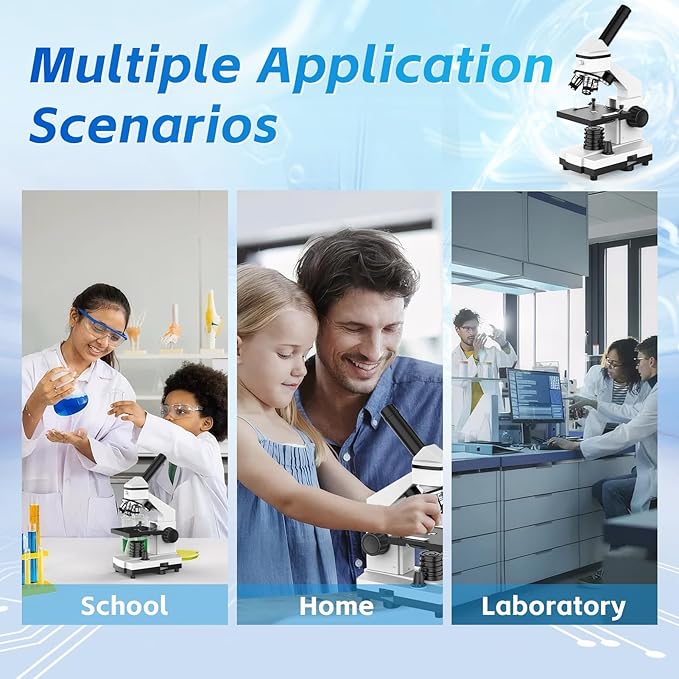 40X-2000X Monocular Microscope for Adults & Kids - Wozel Compound Microscopes for Kids with Dual LED Lights - Professional Biological Microscope with Phone Adapter Slide Set for School Home Education