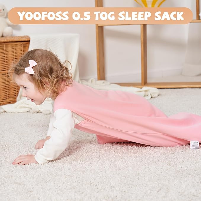 Yoofoss Baby Sleep Sack 6-12 Months Baby Wearable Blanket 100% Organic Cotton 2-Way Zipper TOG 0.5 Toddler Sleeping Sack, Lightweight Sleep Sacks for Babies(Medium)