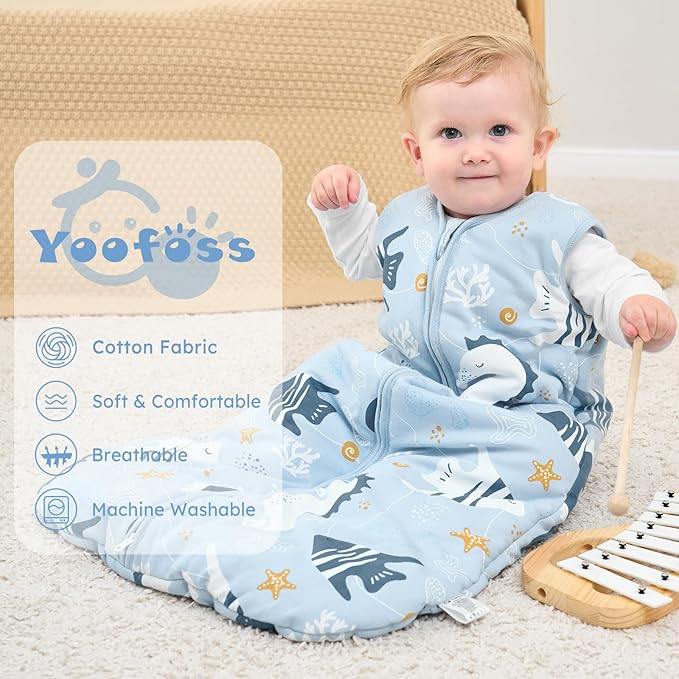 Yoofoss Baby Sleep Sack 0-6 Months, TOG 2.5 Baby Wearable Blanket with 2-Way Zipper, 100% Organic Cotton Fabric Winter Newborn Sleeping Sack, Warm Soft Comfy