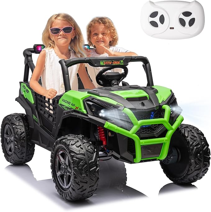 24V 2 Seater Kids Ride On Car with Remote Control,4WD Battery Powered,Electric Vehicles Toy Car for 3+ Years Kids(Green)