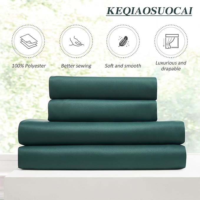 KEQIAOSUOCAI 90 Inch Dark Hunter Green Blackout Curtains for Living Room Pinch Pleated with Hooks - Room Darkening Thermal Insulated Christmas Green Track Curtain 40 x 90 Inches Long-2 Panels Set