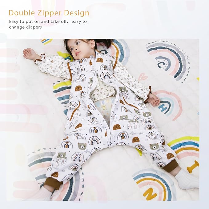 Baby Toddler Sleep Sack with Feet 2.5 TOG Winter, Wearable Blanket with Legs, Toddler Sleeping Sack Long Sleeve (Bear, 5T-7T)