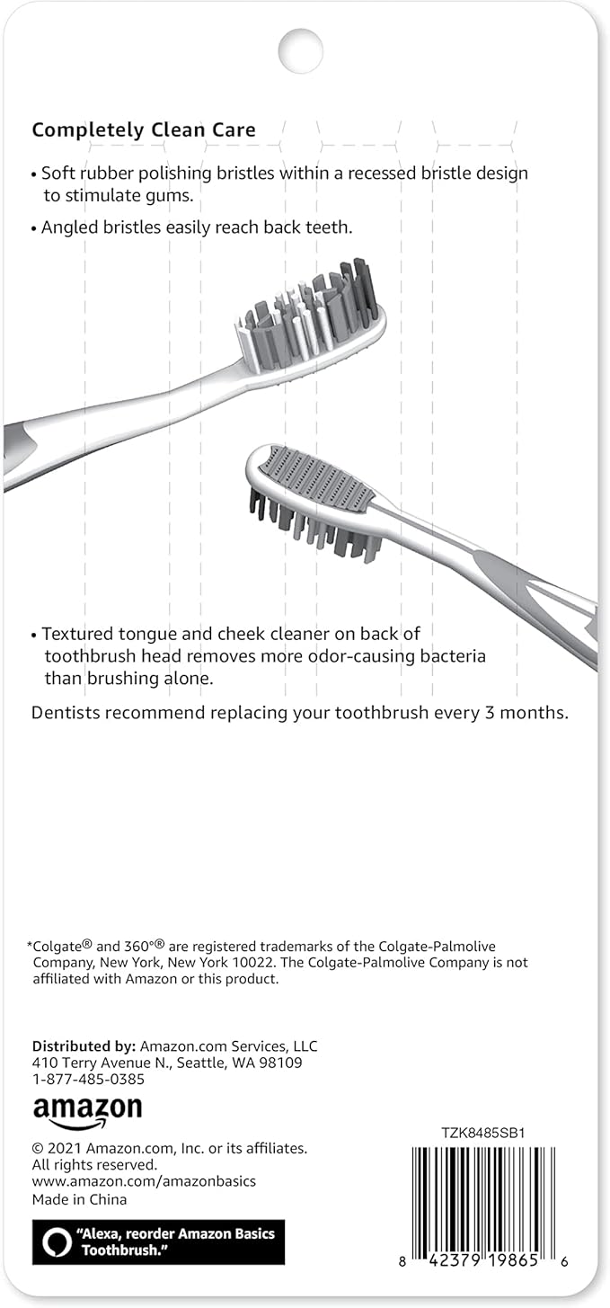 Amazon Basics Orbit Toothbrushes, Soft, Full, 4 Count, Assorted Colors (Previously Solimo) (Pack of 3)