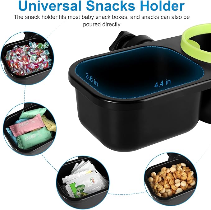 Accmor Stroller Cup Holder with Tray, Universal Cup Holder, Bike Bottle Holder, 361° Rotatable Large Caliber Drinks Holder for Stroller, Bike, Wheelchair, Walker