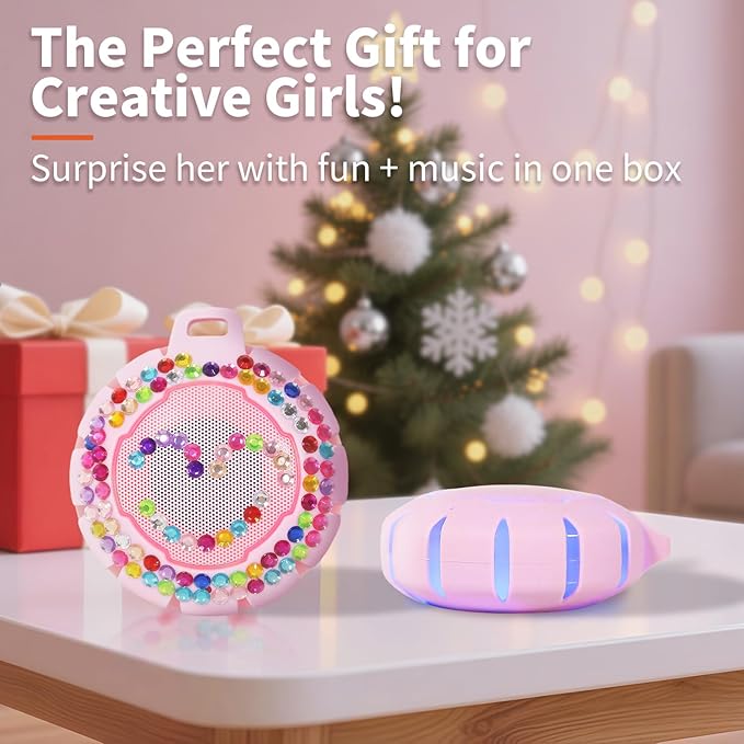 HEYSONG Bluetooth Shower Speaker + DIY Diamond Stickers – Great Gift for Girls