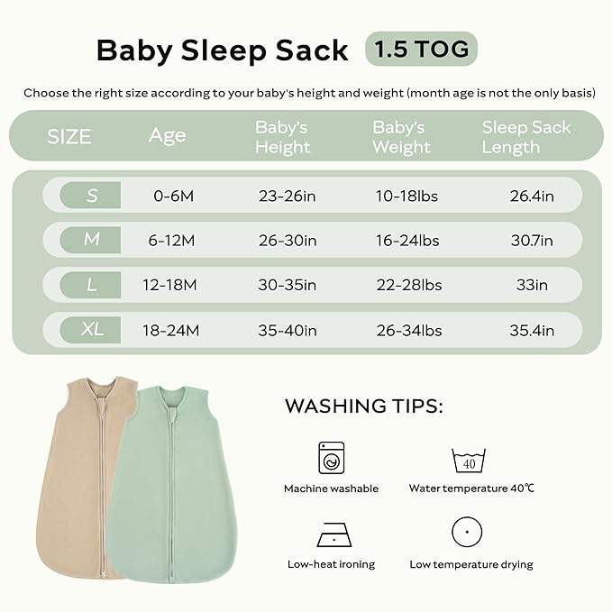 JELLYMONI Fleece Baby Sleep Sack 18-24 Months, 2 Pack 1.5 TOG Baby Wearable Blanket Winter Infant Sleeping sack with 2-Way Zipper, Warm Toddler Sleep Sack