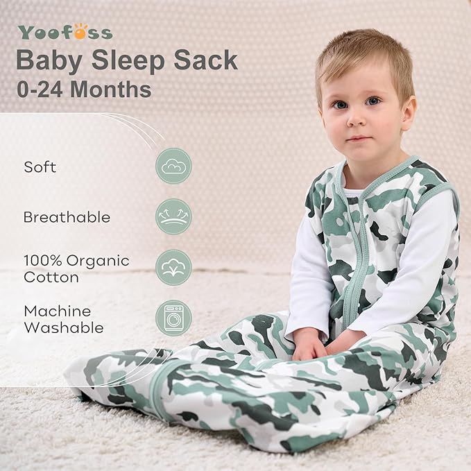 Yoofoss Baby Sleep Sack 18-24 Months Baby Wearable Blanket 100% Cotton 2-Way Zipper TOG 0.5 Toddler Sleeping Sack 3 Pack, Lightweight Sleep Sacks for Babies(X-Large)