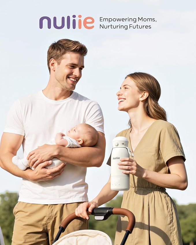 Nuliie Portable Bottle Warmer for Travel, Double Leak‑Proof, Heating Milk & Water Faster, Cordless Milk Warmer with Fast Charging, Anti-Dry & Anti-Burn Protection for All Day Needs, 17oz