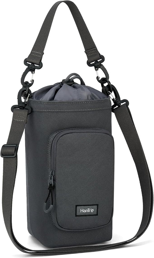 Insulated Water Bottle Carrier Bag with Strap Phone Pocket for 25/32/40/64 oz Tumbler Cup, Water Bottle Holder