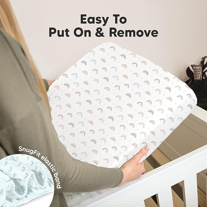 KeaBabies 2-Pack Organic Crib Sheets for Boys, Girls - 52x28 Fitted Crib Mattress Sheet Neutral, Breathable Jersey Cotton Cover for Baby Bed, Toddler Mattress, Soft & Cute Prints (Cosmo)