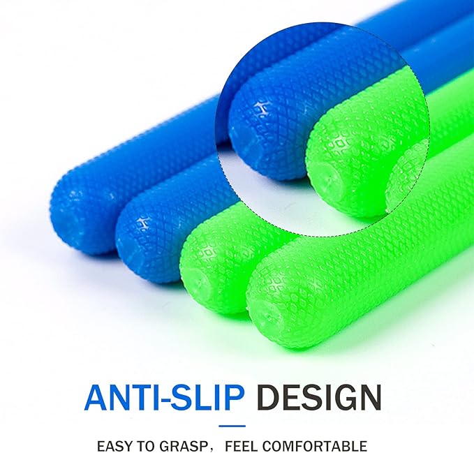 5A Nylon Drumsticks for Kids Adults: Light Durable Drum Sticks Blue Green with Anti-Slip Handles for Electronic Drums Exercise Percussion Accessories (2 Pairs)