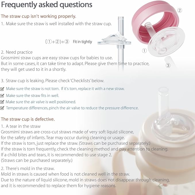 GROSMIMI Spill Proof no Spill Magic Sippy Cup with Straw with Handle for Baby and Toddlers, Customizable, PPSU, BPA Free 6 oz (Beige)