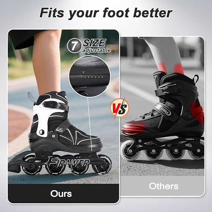 Kids Adjustable Inline Skates Ages 4-12, Youth Inlie Skates for Girls Boys 5-8 8-12 with Full Light Up Wheels, Beginner Women Adult Skates