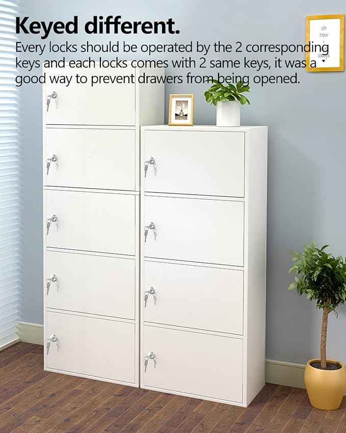 8 Packs Drawer and Cabinet Locks (Keyed Different) Secure Important Files, 5/8Inch 16mm Cam Locks with 3 pcs Different Lock Plates for Cabinet Cupboard File Drawer Mailbox Dresser Kitchen