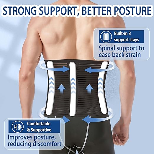 Abdominal Binder for Post Surgery & Postpartum Recovery, Abdomen Hernia Support Belt for Women & Men (Black, Medium)