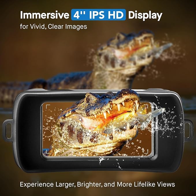 GTHUNDER Night Vision Goggles, Night Vision Binoculars – 4K UHD Video, 52MP Photos, App Remote Control, 10X Zoom, 4" HD Screen, 984ft, 7-Level IR, 4000mAh, 32GB Card – Ideal for Hunting & Security