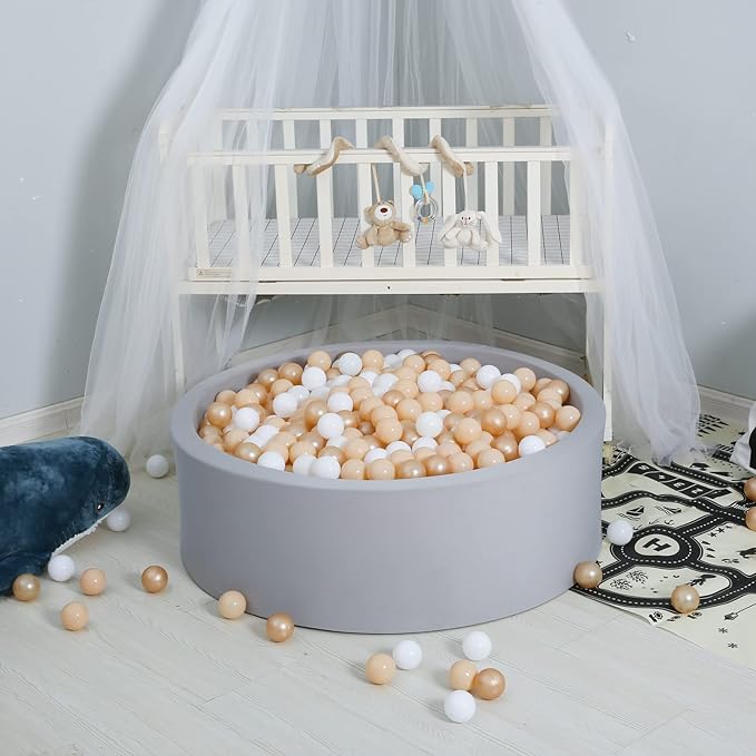 GOGOSO Ball Pit Balls for Toddlers, Brown Plastics Balls for Ball Pool Birhtday Party Girls Kids with Storage Bag, 2.17inches