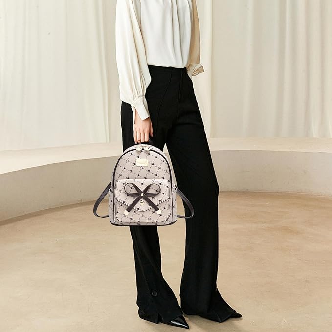 I IHAYNER Girls Bowknot Cute Leather Backpack Mini Backpack Purse for Women