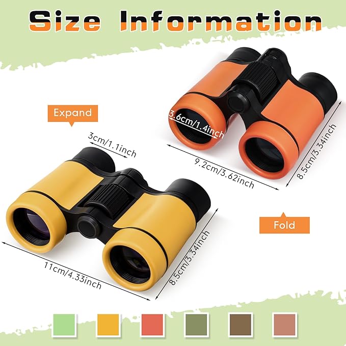 6 Pack Kid Binoculars Shockproof Mini Compact Binoculars Toys for Girls Boys Small Folding Telescope for Bird Watching Educational Learning Camping Birthday Gifts