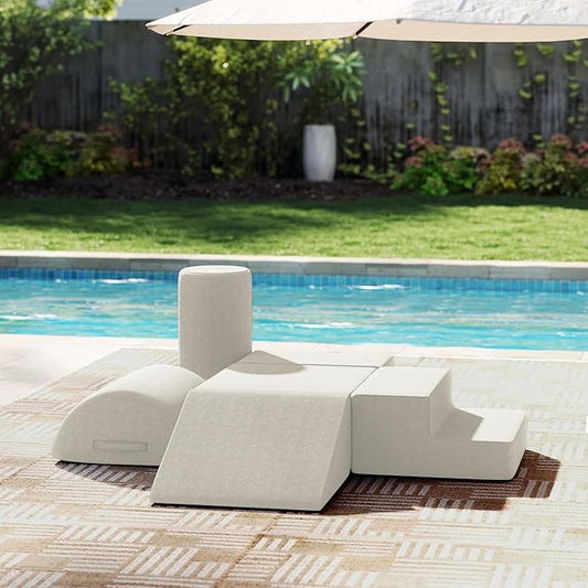 jela Foam Blocks 6Pcs Soft Play Equipment Waterproof Fabric, UV Resistant Toddler Climbing Toys Indoor& Outdoor Soft Play Climbing for Toddlers, Lightweight Climbing Blocks for Babies, Kids (Sand)