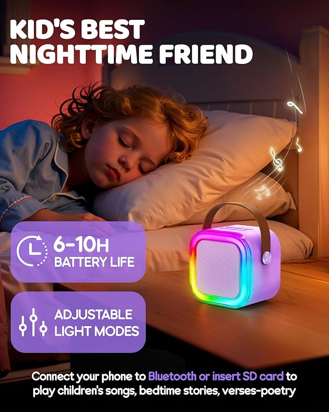 IROO Mini Karaoke Machine for Kids, 2025 TOP Toys Birthday Gifts Ideas for Girls Ages 4, 5, 6, 7, 8, 9, 10, 12+ Years Old, Portable MP3 Player with 3 Wireless Mics for Party