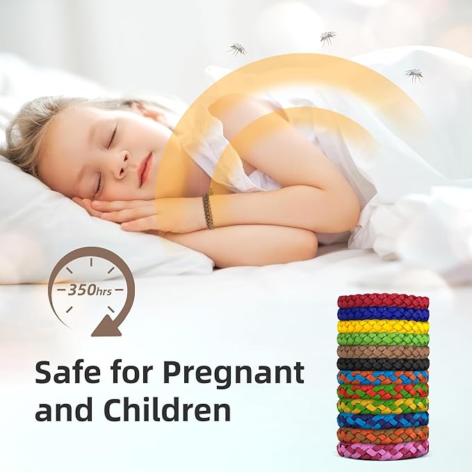 36 Pack Mosquito Repellent Bracelets, DEET-Free Natural Bands, PU Leather Insect & Bug Repellent Wrist Bands for Kids & Adults, Individually Wrapped
