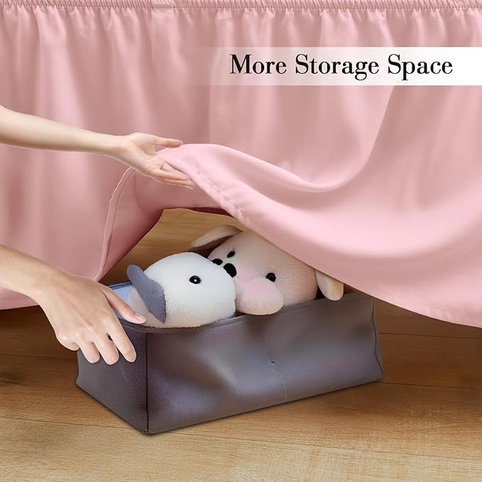 Horbaunal 2 Pack Set Crib Skirt & Crib Bed Sheet, Pink Crib Bed Skirt 28" x 52" with 14" Drop Dust Ruffle, Soft Microfiber Toddler Bedskirt Nursery Bedding Skirt for Baby Girls and Boys