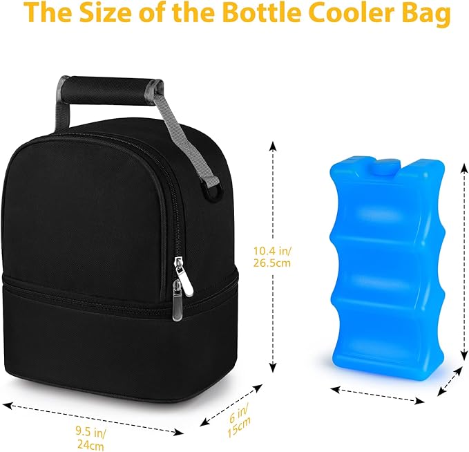 Accmor Breastmilk Cooler Bag with Ice Pack, Breast Pump Bag with Cooler Fits 6 Bottles, Double Layer Breast Milk Cooler Travel Bag for Nursing Mom Daycare, Work, Travel