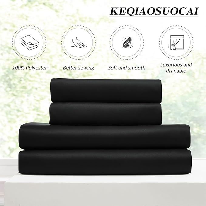 KEQIAOSUOCAI Pinch Pleated Blackout Curtains 96 Inch Long 2 Panels for Bedroom Living Room Thermal Insulated Black Out Window Curtain Pinched Pleat Drape with Hooks (W40 x L96 Inch, Black)