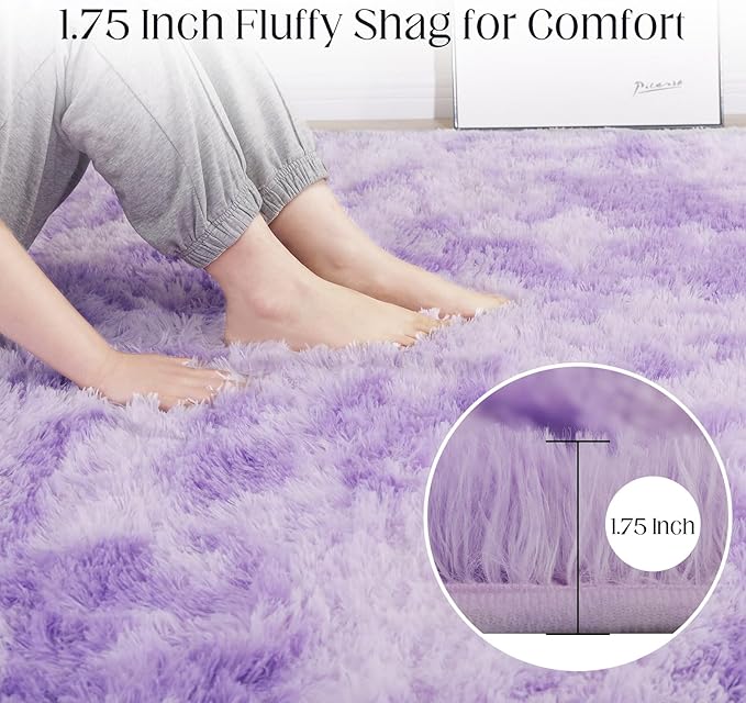 5x7 Area Rug, Luxury Rugs for Living Room, Ultra Soft Rugs for Bedroom, Non-Slip Indoor Carpet for Nursery, Kids Room, Playroom, Home Decor, Tie-Dyed Purple