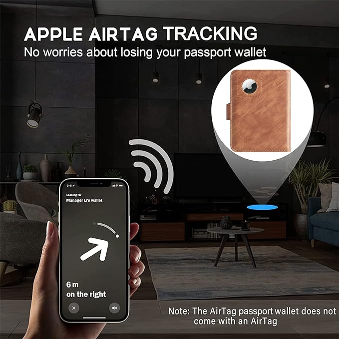 Airtag Passport Holder Cover Wallet Travel Essentials Leather Rfid Blocking Case Vacation Luggage Must Haves Travel Accessories for Men Women (117#Brown)