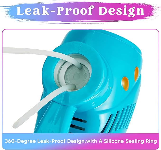 JOYIN 2 Bubble Guns with 2 Refill Solution (10 oz Total), Automatic Bubble Maker Blower Machine for Kids, Toddlers, Outdoors, Party, Birthday Gift, Easter Toys (Blue, Orange)