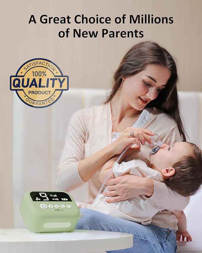 HEYVALUE Nasal Aspirator for Baby, Hospital Grade Nose Sucker with 9 Levels Suction, Night Light and Nursery Rhyme Soothing, Electric Nose Suction for Baby with Food-Grade Silicone Tips Green
